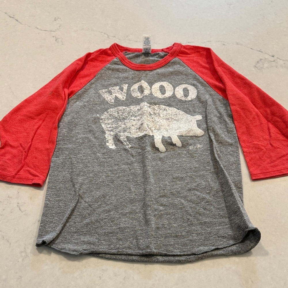 Rock City Razorback Red and Gray Raglan Shirt Kids Size 10